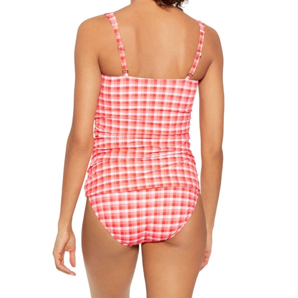 Miraclesuit x Talbots Red Gingham High Waist Bikini Bottoms Light Control 10 NEW